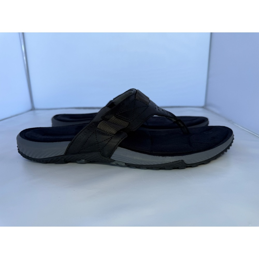Merrell Mens Black Leather Performance Thong Sandals Flip Flops Size 12